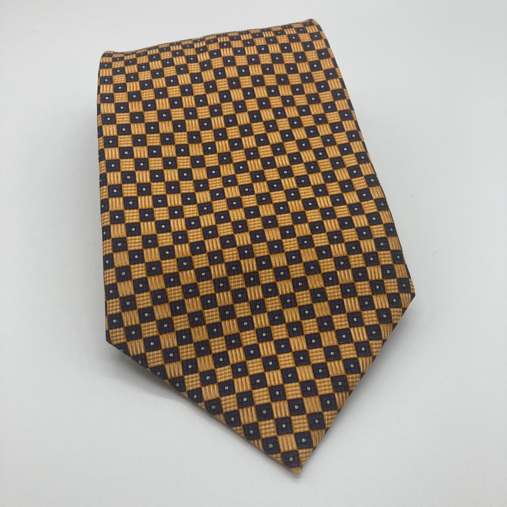 NAUTICA Checkered Mustard Blue Tie